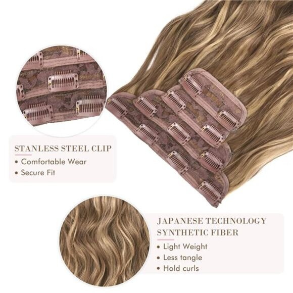 REECHO Hair Extensions, 4PCS Clip in Hair Extensions HE001 Natural Soft - Picture 3 of 7